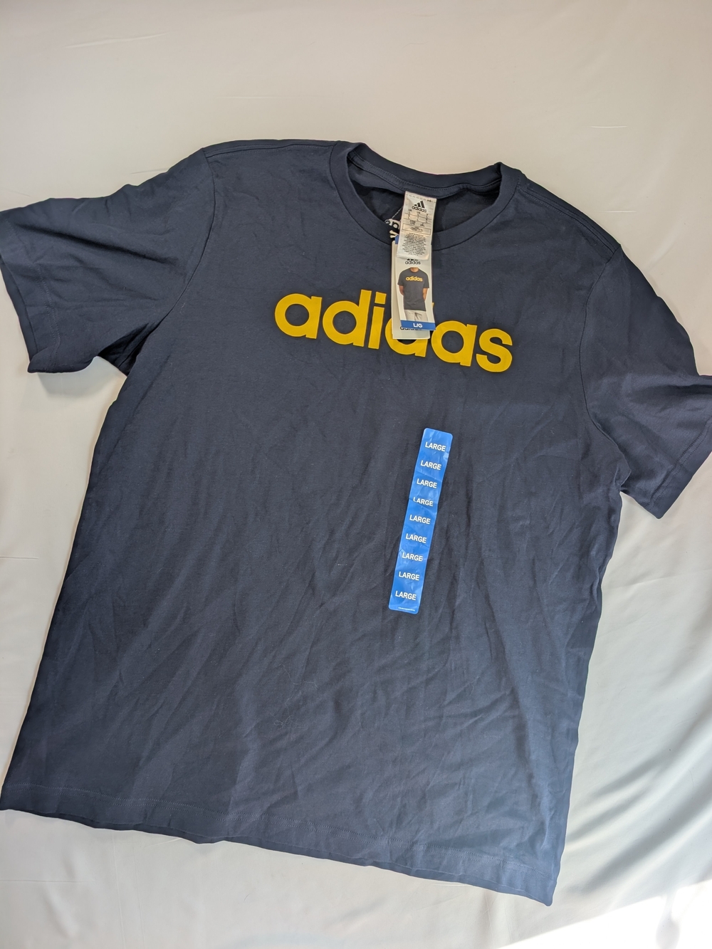 NWT Adidas Men's Navy Tee with Yellow Logo